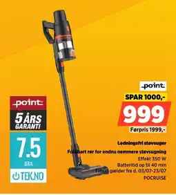 Power Point Ledningsfri støvsuger Foldbart rør for endnu nemmere støvsugning tilbud