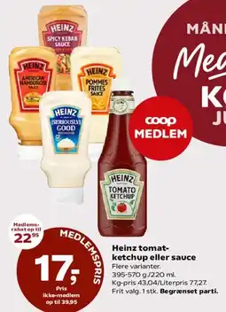 Dagli'Brugsen Heinz tomat-ketchup eller sauce tilbud