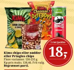 Dagli'Brugsen Kims chips eller nødder eller Pringles chips tilbud