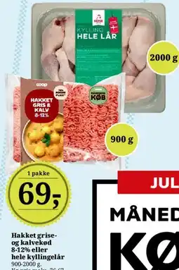 Dagli'Brugsen Hakket grise- og kalvekød eller hele kyllingelår tilbud