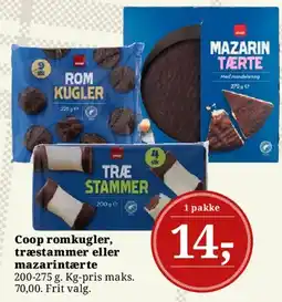 Dagli'Brugsen Coop romkugler, træstammer eller mazarintærte tilbud