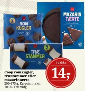 Dagli'Brugsen Coop romkugler, træstammer eller mazarintærte tilbud