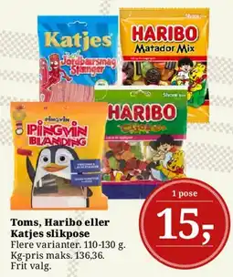 Dagli'Brugsen Toms, Haribo eller Katjes slikpose tilbud