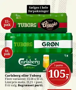 Dagli'Brugsen Carlsberg eller Tuborg tilbud