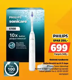 Power Philips Elektrisk tandbørste Batterilevetid op til 21 dage tilbud