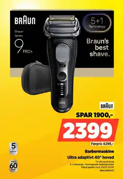 Power Braun Barbermaskine Ultra adaptivt 40° hoved tilbud