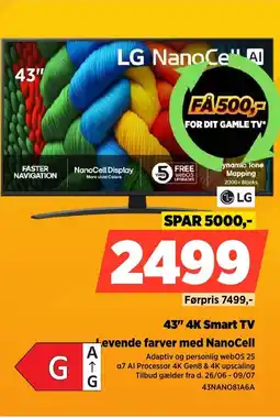 Power Lg 43" 4K Smart TV Levende farver med NanoCell tilbud