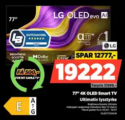 Power Lg 77" 4K OLED Smart TV Ultimativ lysstyrke tilbud