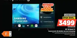 Power Samsung 58" 4K Smart TV Imponerende 4K-detaljer og smart streaming tilbud