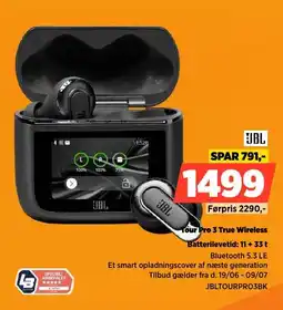 Power Jbl Tour Pro 3 True Wireless Batterilevetid: 11 + 33 t tilbud