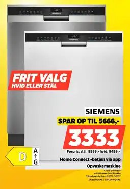 Power Siemens Home Connect -betjen via app Opvaskemaskine tilbud