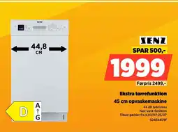 Power Senz Ekstra tørrefunktion 45 cm opvaskemaskine tilbud