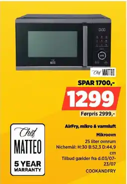 Power Chef Matteo AirFry, mikro & varmluft Mikroovn tilbud