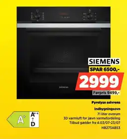 Power Siemens Pyrolyse selvrens Indbygningsovn tilbud