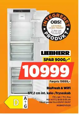 Power Liebherr BioFresh & WiFi 177,2 cm int. køle-/fryseskab tilbud