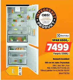 Power Electrolux Bemærk bredden! 190 cm int. køle-/fryseskab tilbud