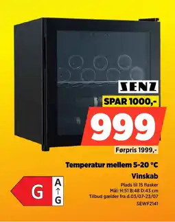 Power Senz Temperatur mellem 5-20 °C Vinskab tilbud