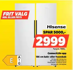 Power Hisense ConnectLife-app 186 cm køle- eller fryseskab tilbud