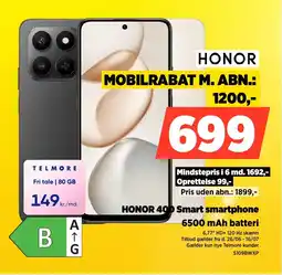 Power Honor HONOR 400 Smart smartphone 6500 mAh batteri tilbud