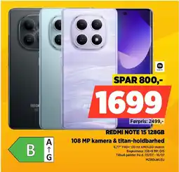 Power Redmi NOTE 15 128GB 108 MP kamera & titan-holdbarhed tilbud