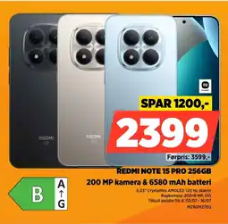 Power Redmi NOTE 15 PRO 256GB 200 MP kamera & 6580 mAh batteri tilbud