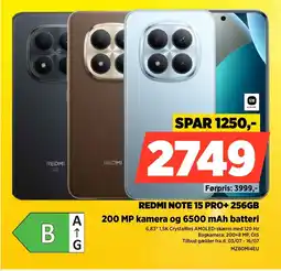 Power Redmi NOTE 15 PRO+ 256GB 200 MP kamera og 6500 mAh batteri tilbud
