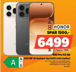 Power Honor 600 Pro 512 GB 200 MP Al-kamera og 6400 mAh batteri tilbud