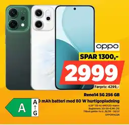Power Oppo Reno14 5G 256 GB A O mAh batteri med 80 W hurtigopladning tilbud