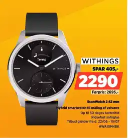 Power Withings ScanWatch 2.42 mm Hybrid smartwatch til måling af velvære tilbud