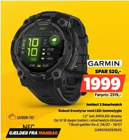 Power Garmin Instinct 3 Smartwatch Robust Eventyrur med LED-lommelygte tilbud