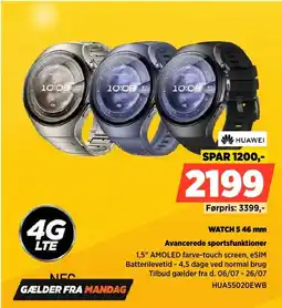 Power Huawei WATCH 5.46 mm Avancerede sportsfunktioner tilbud
