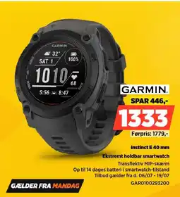 Power Garmin Instinct E 40 mm Ekstremt holdbar smartwatch tilbud