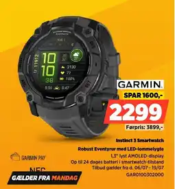 Power Garmin Instinct 3 Smartwatch Robust Eventyrur med LED-lommelygte tilbud