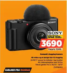 Power Sony Kompakt vlogging-kamera 4K-video og et design klar til vlogging tilbud