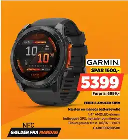 Power Garmin FENIX 8 AMOLED 51MM Næsten en måneds batterilevetid tilbud