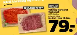 Netto Velsmag marineret flanksteak (Ugens weekendkød) tilbud