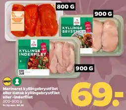 Netto Marineret kyllingebrystfilet / dansk kyllingebrystfilet / inderfilet tilbud