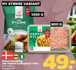 Netto Dansk hel kylling eller hakket kylling tilbud