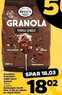 Netto Bell's Granola Triple Choco (500 g) tilbud