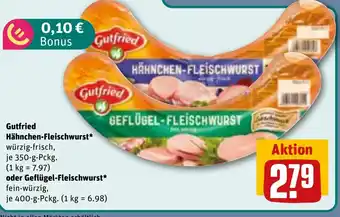 REWE DE Gutfried Hähnchen-Fleischwurst oder Geflügel-Fleischwurst tilbud