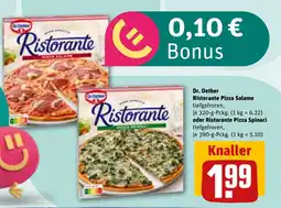 REWE DE Dr. Oetker Ristorante Pizza Salame oder Ristorante Pizza Spinaci tilbud