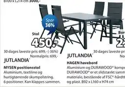 JYSK JUTLANDIA MYSEN positionsstol tilbud