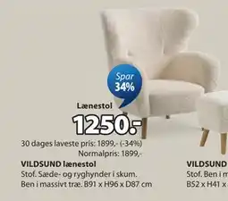 JYSK VILDSUND lænestol tilbud