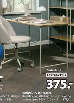JYSK VANDBORG skrivebord tilbud