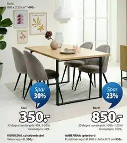 JYSK AABENRAA spisebord tilbud