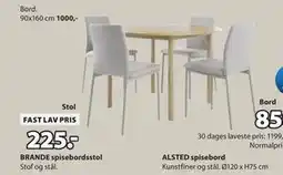 JYSK BRANDE spisebordsstol tilbud