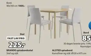 JYSK BRANDE spisebordsstol tilbud