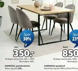 JYSK KOKKEDAL spisebordsstol tilbud
