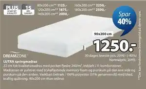 JYSK LUTRA springmadras tilbud