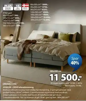 JYSK JOSELVA + EKSO elevationsseng tilbud